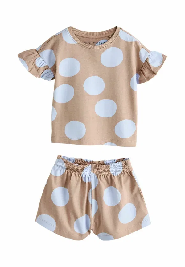 Комплект пижам из 3 пар, хлопок, Regular fit - polka dots short pyjamas 3 pack, Next, синий, коричневый — фото 4