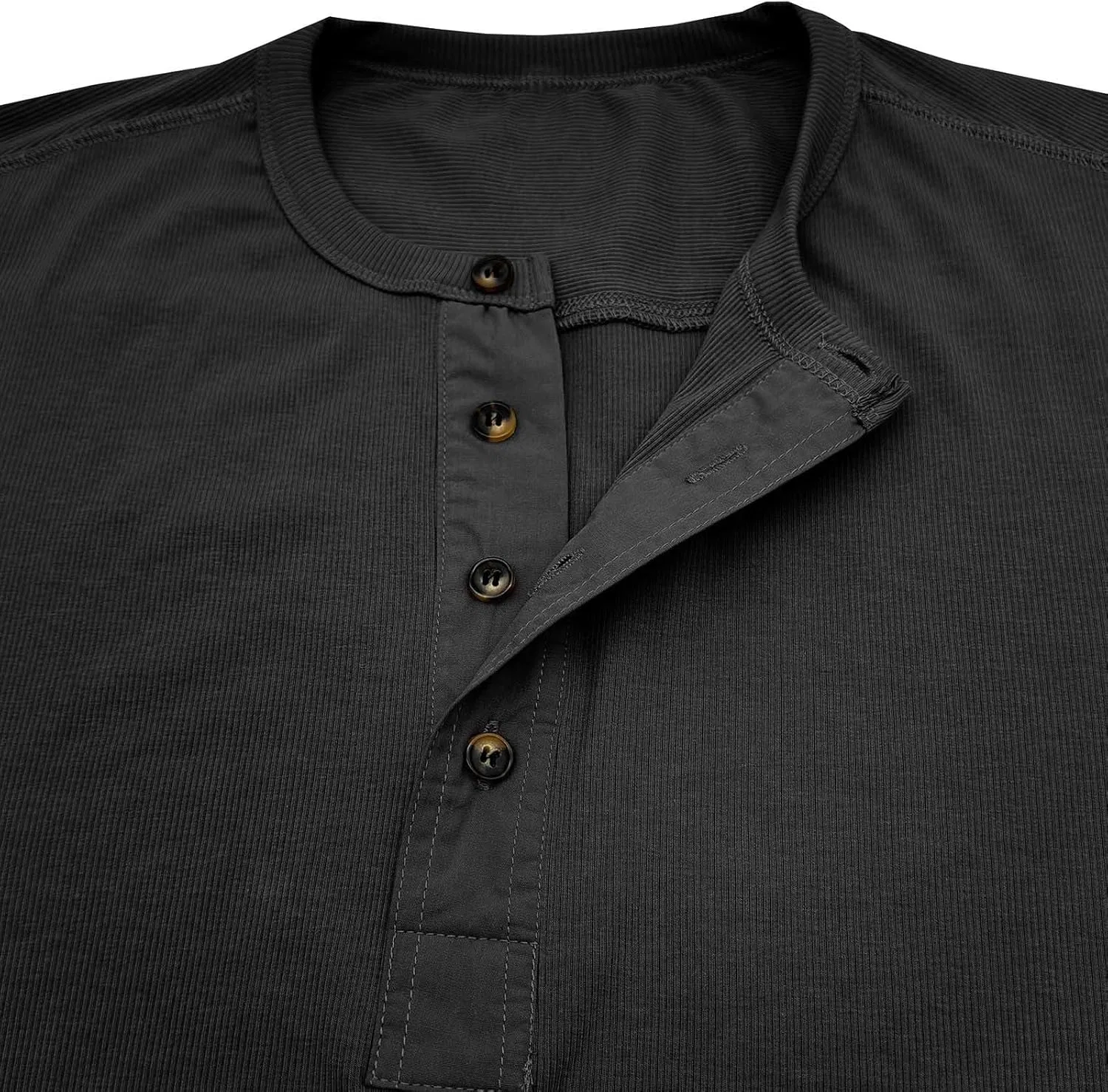 Мужская легкая футболка с длинным рукавом Henley June, Black — фото 3