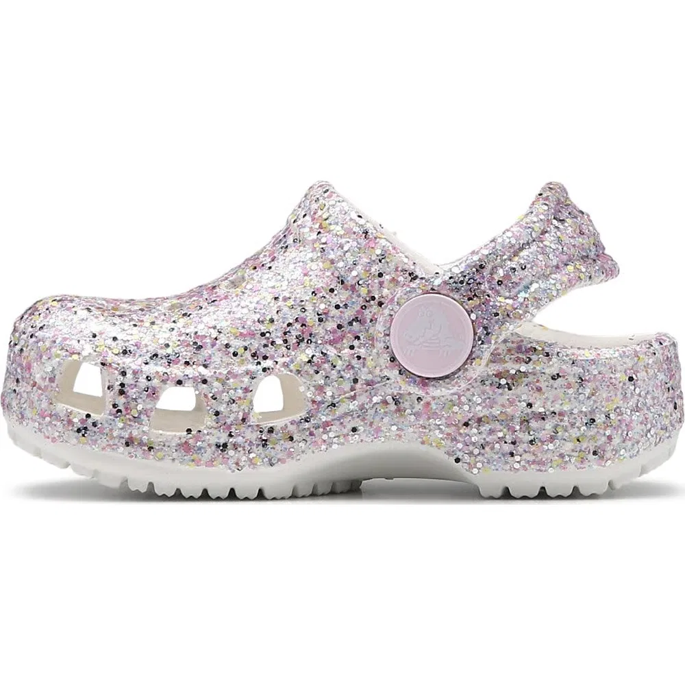 Детские классические сабо с блестками для малышей Crocs, White Glitter — фото 3