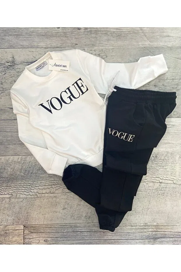 Детский спортивный комплект для девочек с вышивкой Vogue tracksuit set Store, Black