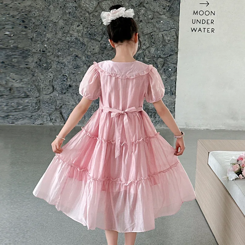 Детское платье для девочек с отложным воротником Lanza, Pink — фото 4