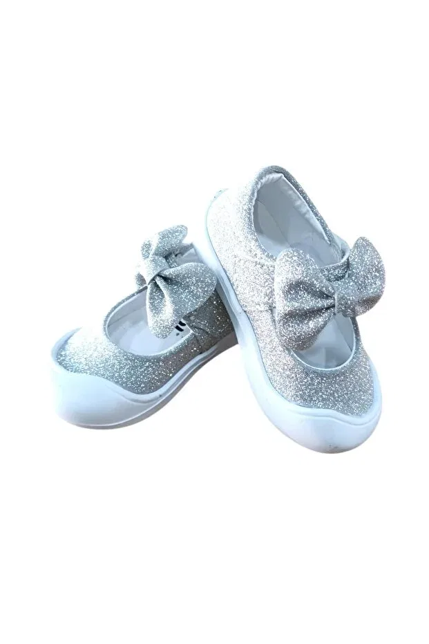 Детские балетки для девочек с блестками Cool, Silver Printed — фото 2