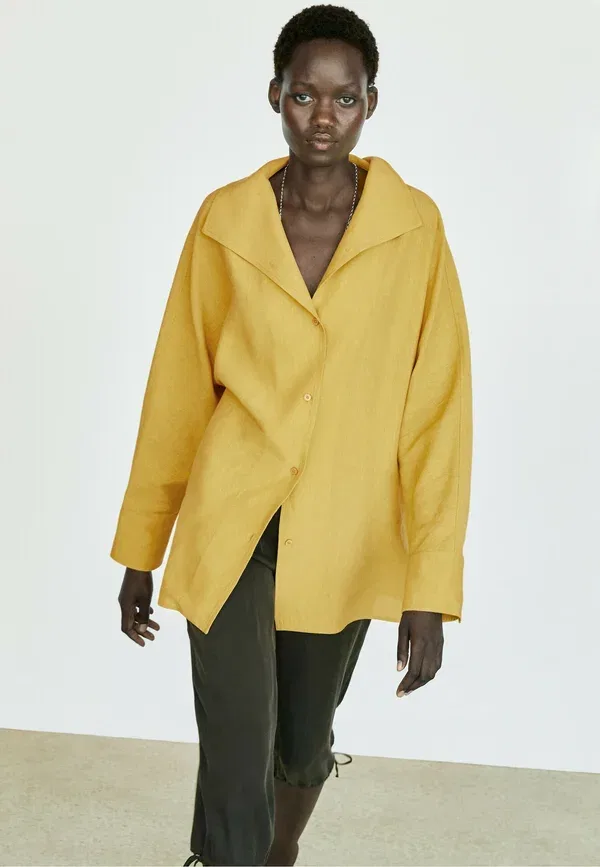 Блуза свободного кроя Button-down blouse Massimo Dutti, коричневый