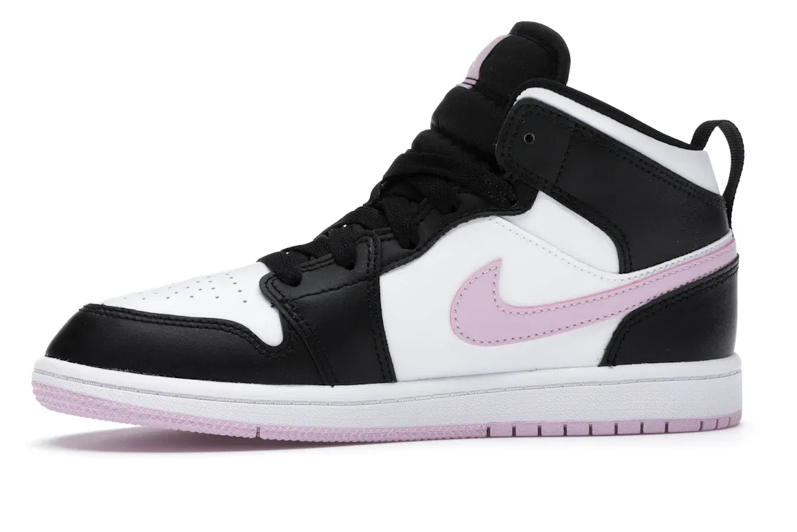 Детские кроссовки для активного отдыха Jordan 1 Mid Jordan, White/Black-Light Arctic Pink — фото 3