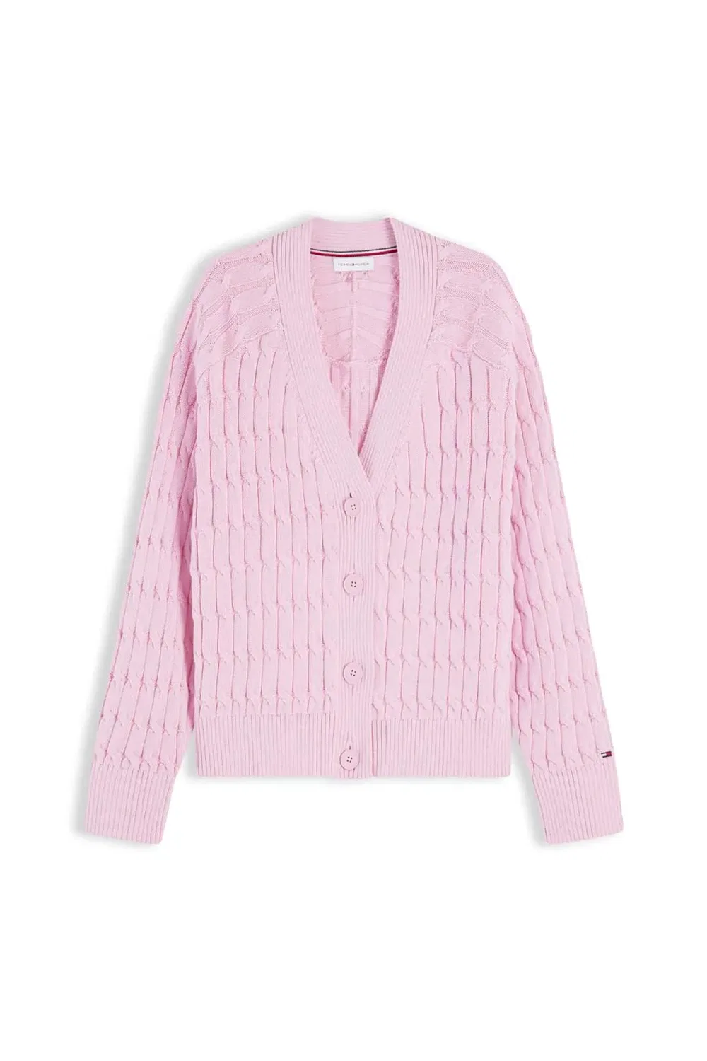 Женский лонгслив с кабельным узором Mid GG Cable LS Cardi Knit Tommy Hilfiger, Pink