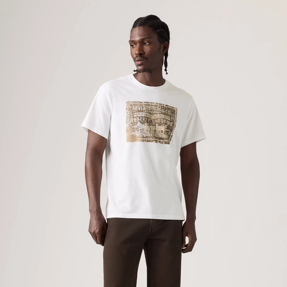Свободная футболка с графическим принтом Levi's, Two Horse Pull White Plus - White — фото 3