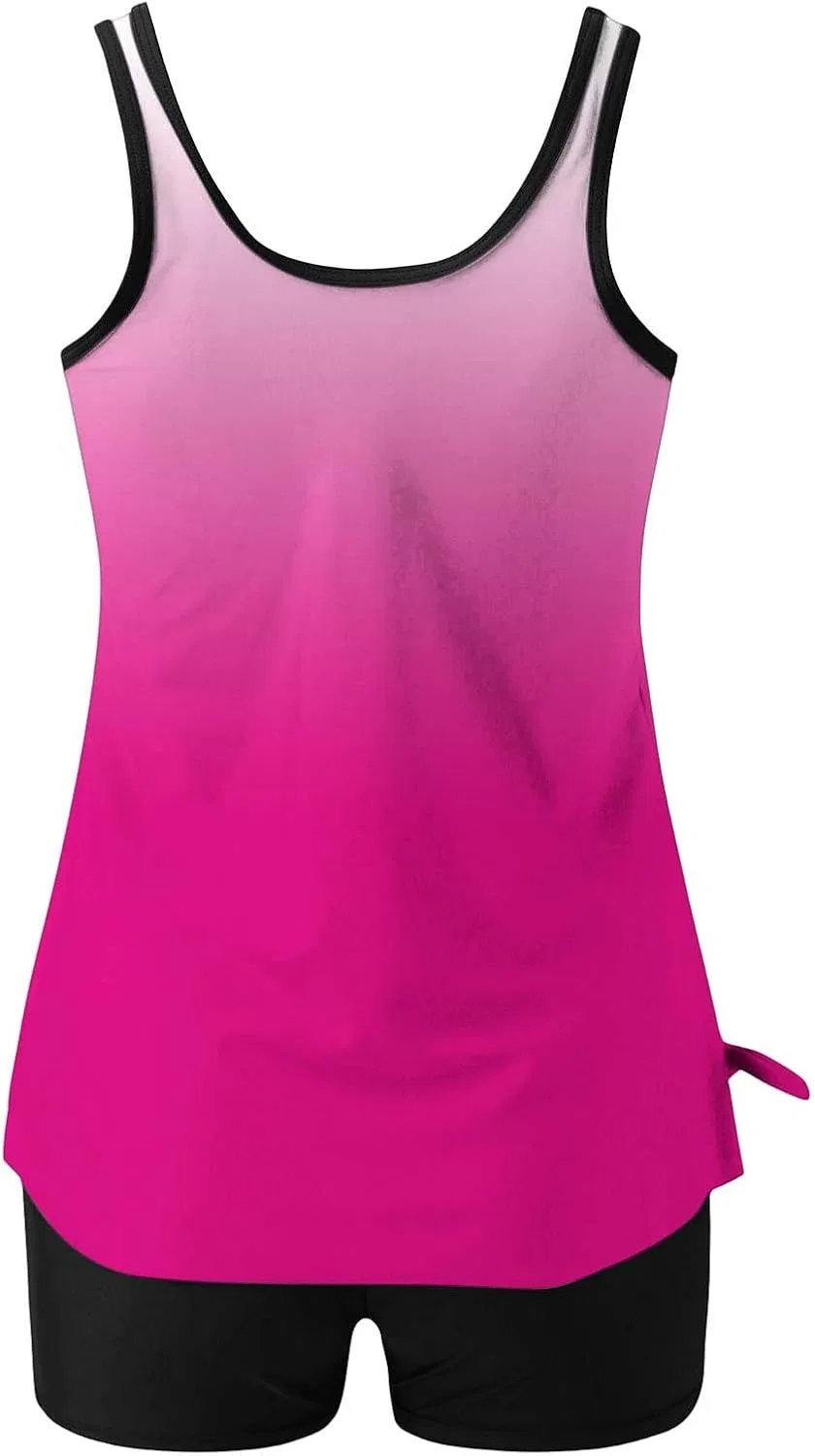 Женский танкини с тай-дай принтом, слим, Resort cruise wear, Hot Pink — фото 3
