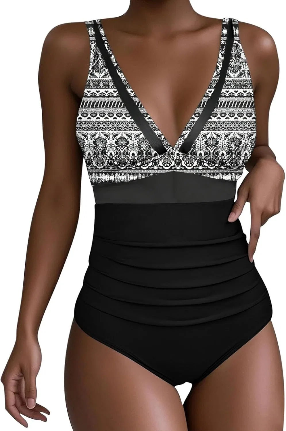 Женский слитный купальник с эффектом push-up и утяжкой живота, Summer 01-multicolor