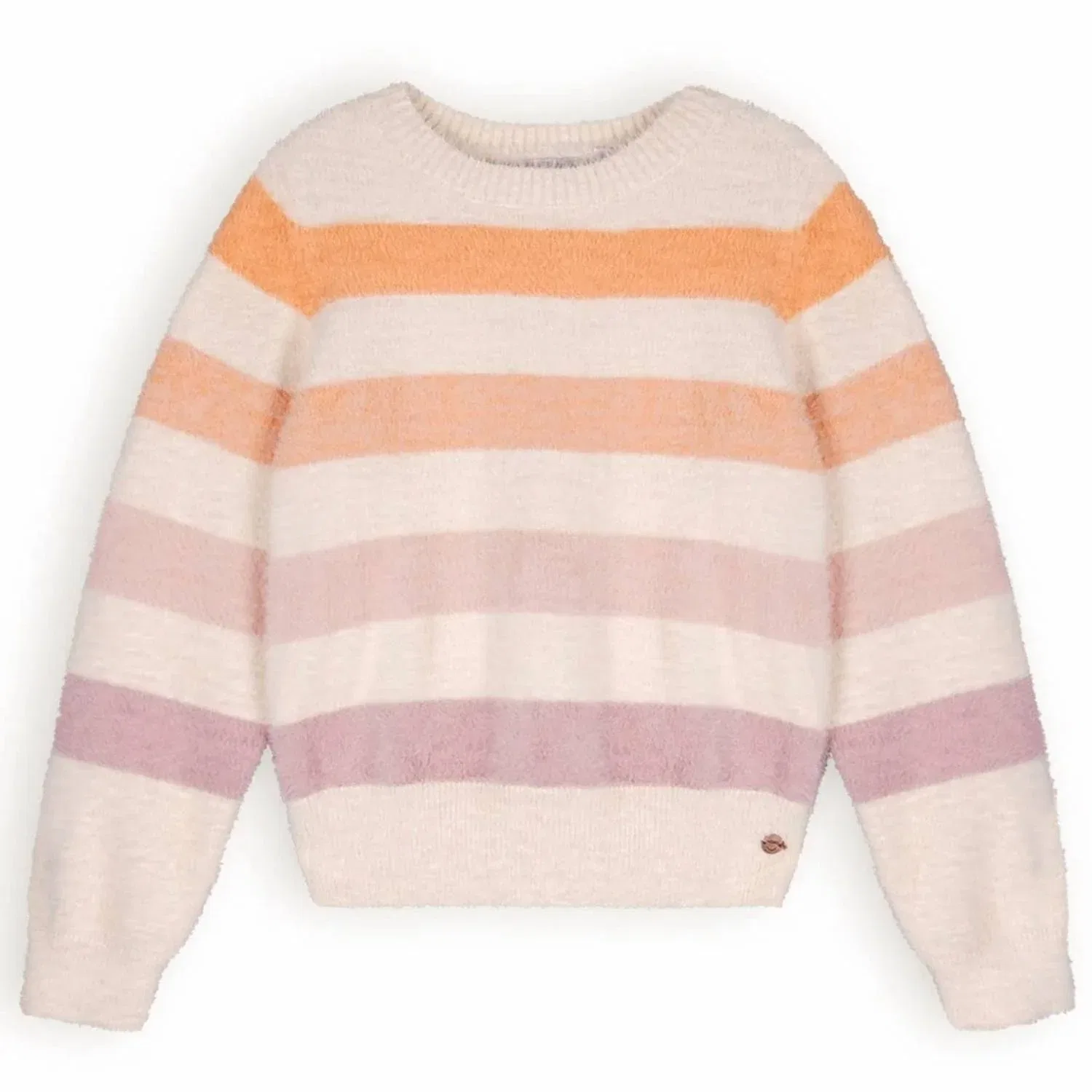 Детский вязаный свитер в полоску с рубрированным вырезом Ketan Knitted Striped Sweater In White Multi Nono — фото 2