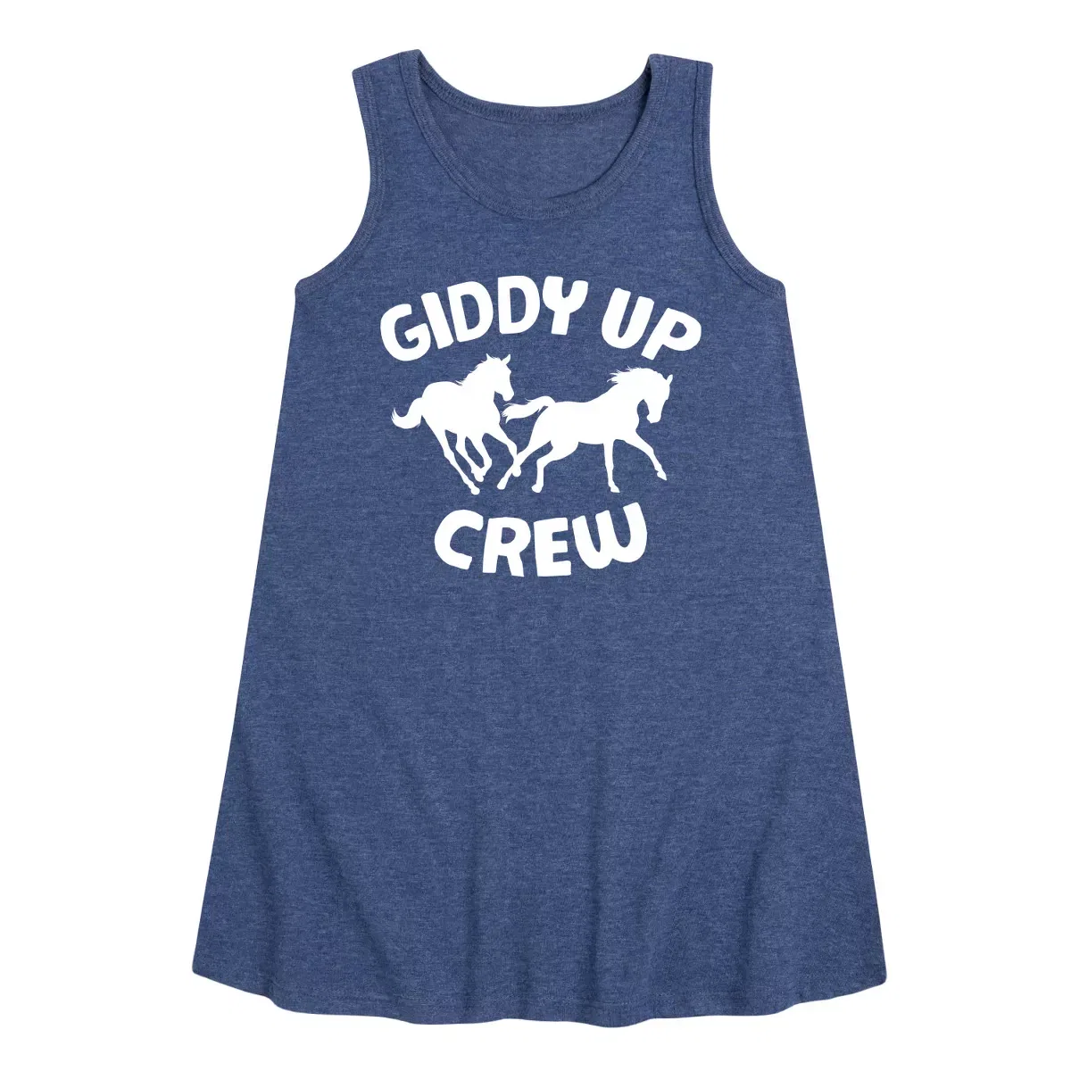 Детское платье-трапеция без рукавов Giddy Up Crew Instant Message, Heather Navy