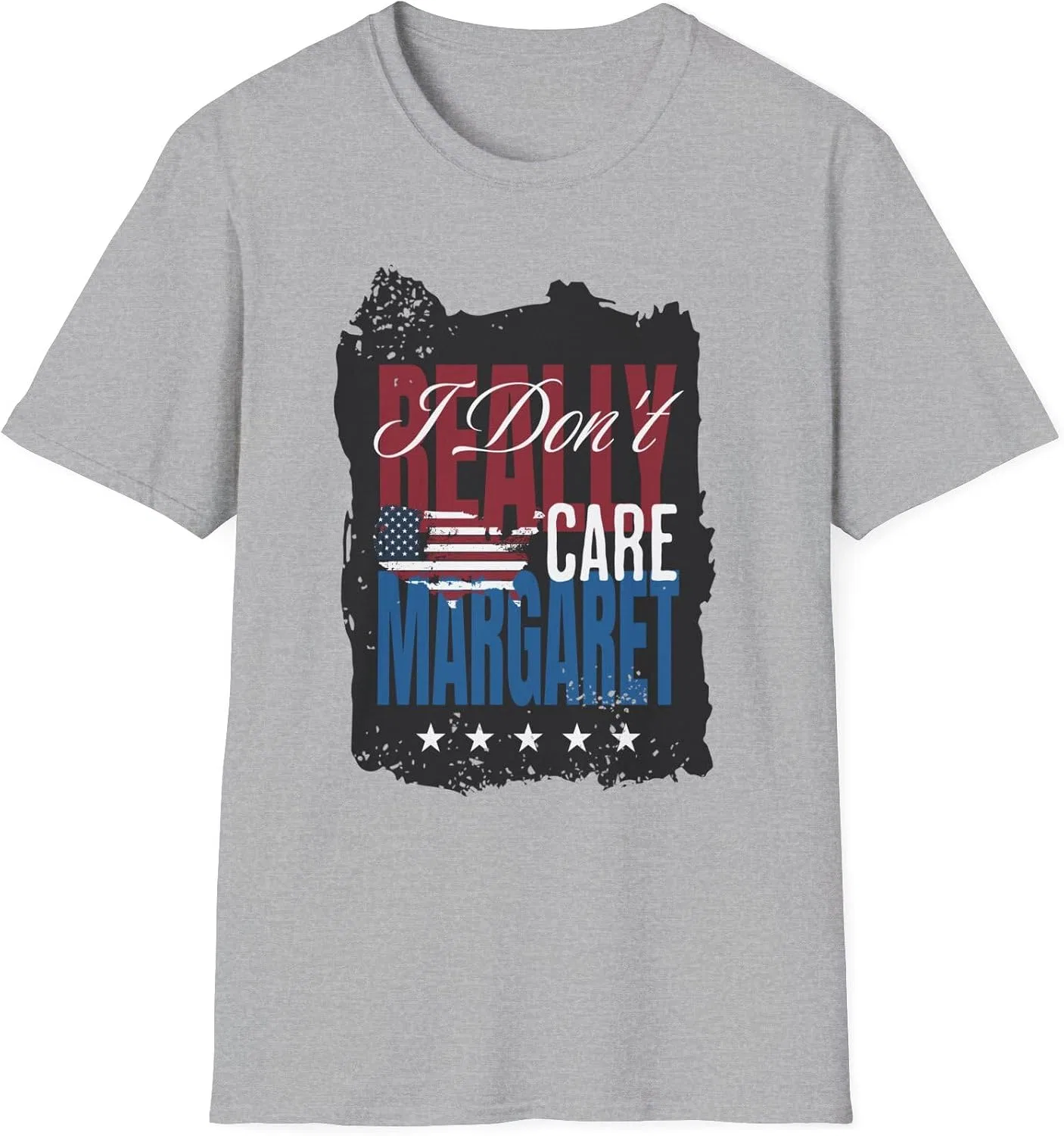 Футболка с принтом I Don't Really Care Margaret Gildan 64000, Sport Grey