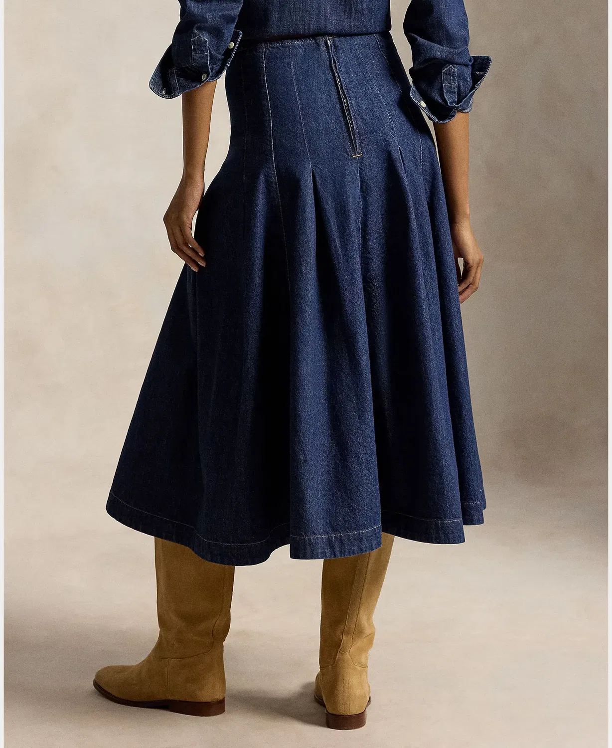 Женская юбка-миди хлопковая Polo Ralph Lauren, Azul Marino — фото 3