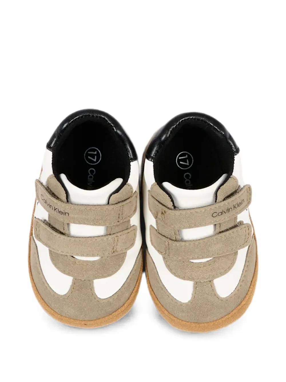 Кожаные низкие кроссовки на липучках Calvin Klein Kids, бежевый — фото 4