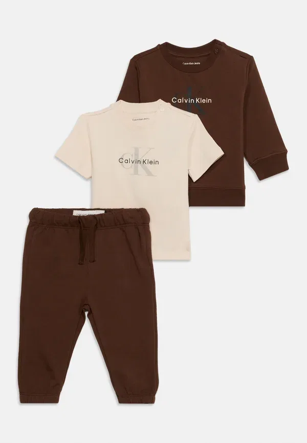 Комплект унисекс с монограммой - спортивные штаны Calvin Klein Jeans, коричневый — фото 3