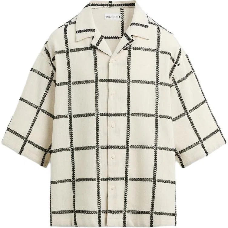 Мужская рубашка с воротником Beige ZARA, Beige