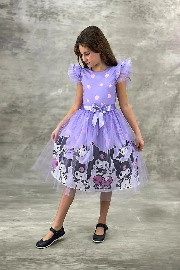 Детское платье для девочек с принтом Kuromi and Melody, Generic Brands, Lilac