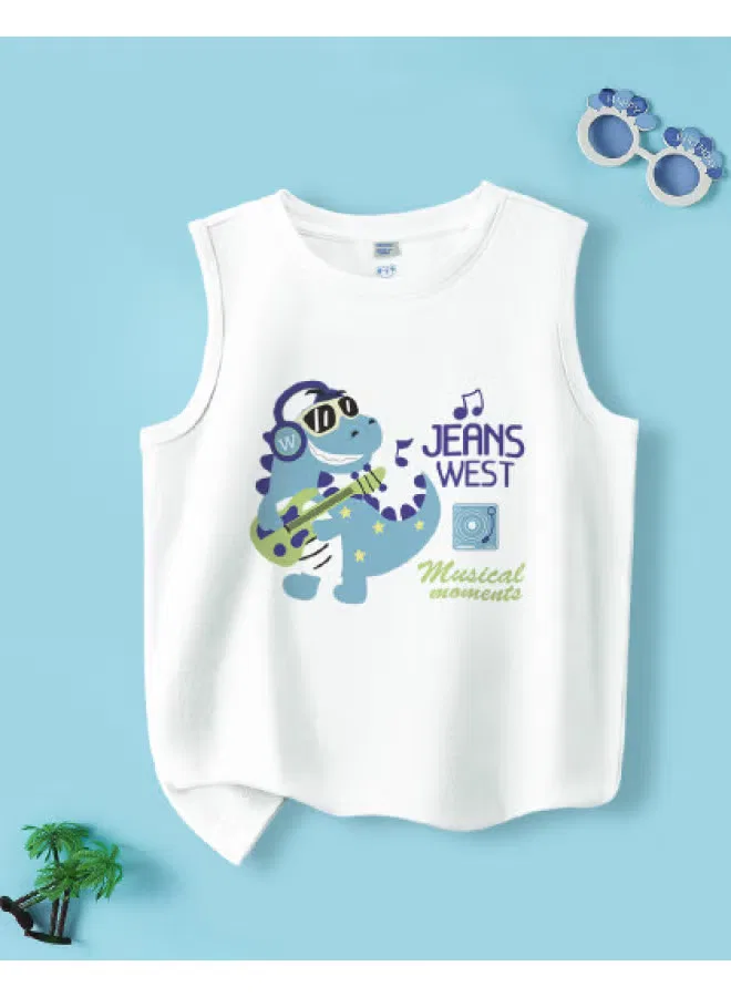 Футболка без рукавов хлопковая для мальчиков Jeanswest, белый