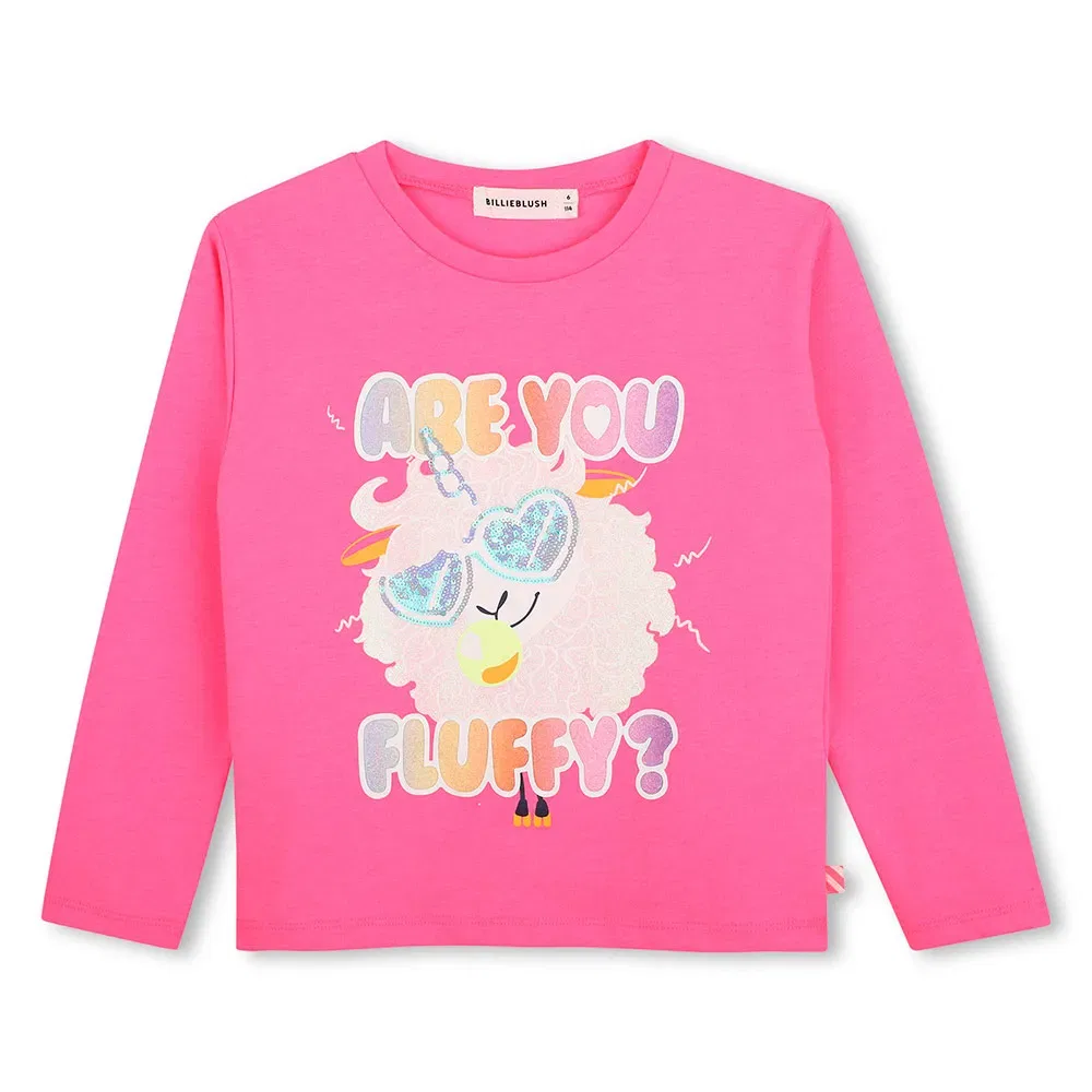 Детская футболка для девочек с длинным рукавом с блестками Billieblush, Pink