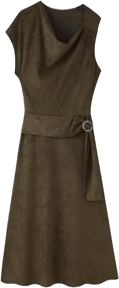 Женское асимметричное платье макси с одним плечом Faux Suede, Pic Color