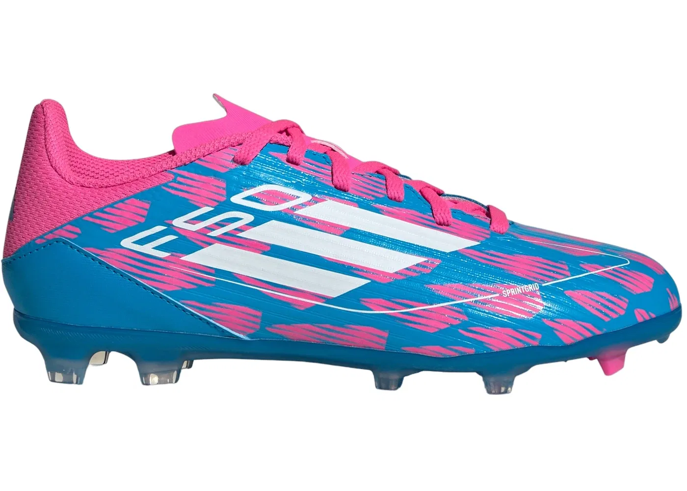 Детские бутсы для футбола с мультигрунтом Adidas F50 League Multi-Ground, Solar Blue Cloud White Solar Pink