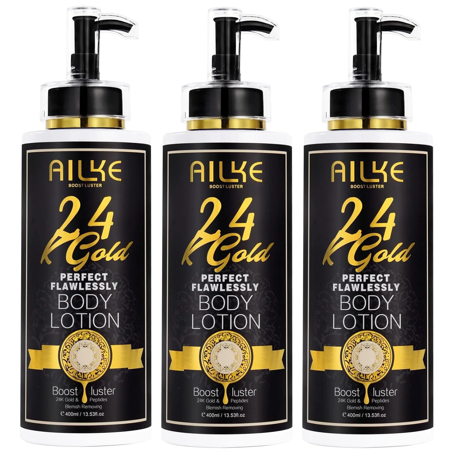 Лосьон для тела 24k Gold, AILKE BOOST LUSTER, 400 мл, Pack of 3
