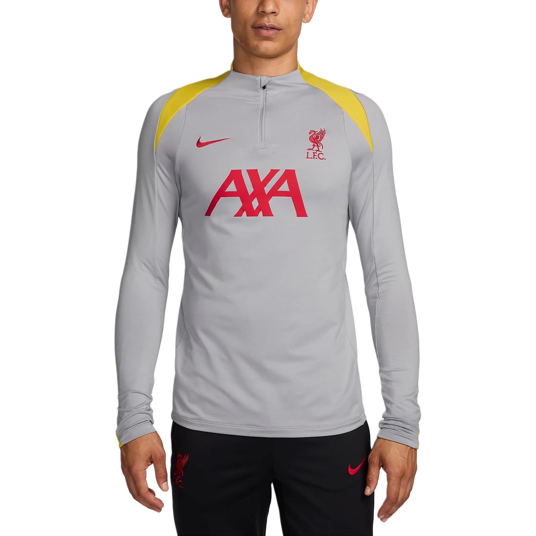Футболка Liverpool FC Strike Third мужская Dri-FIT для тренировок Nike, светло-дымчато-серый/хромово-желтый/глобально-красный — фото 2