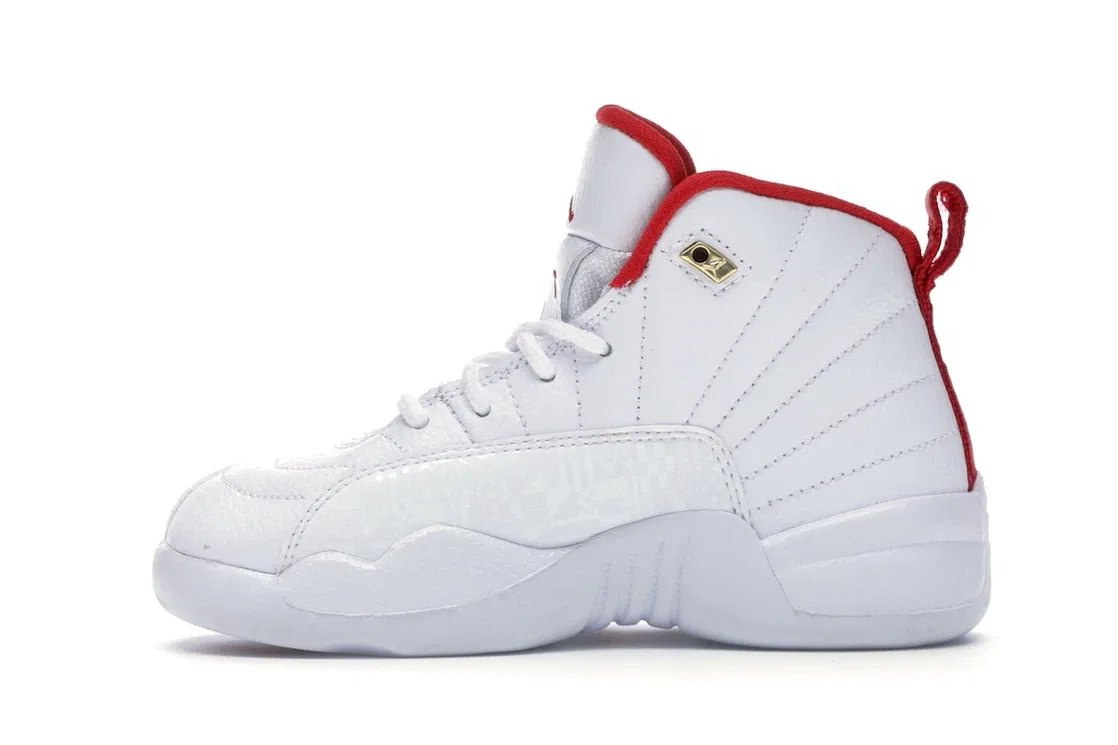 Детские кроссовки Jordan 12 Retro FIBA 2019 PS, White/University Red-Metallic Gold — фото 3