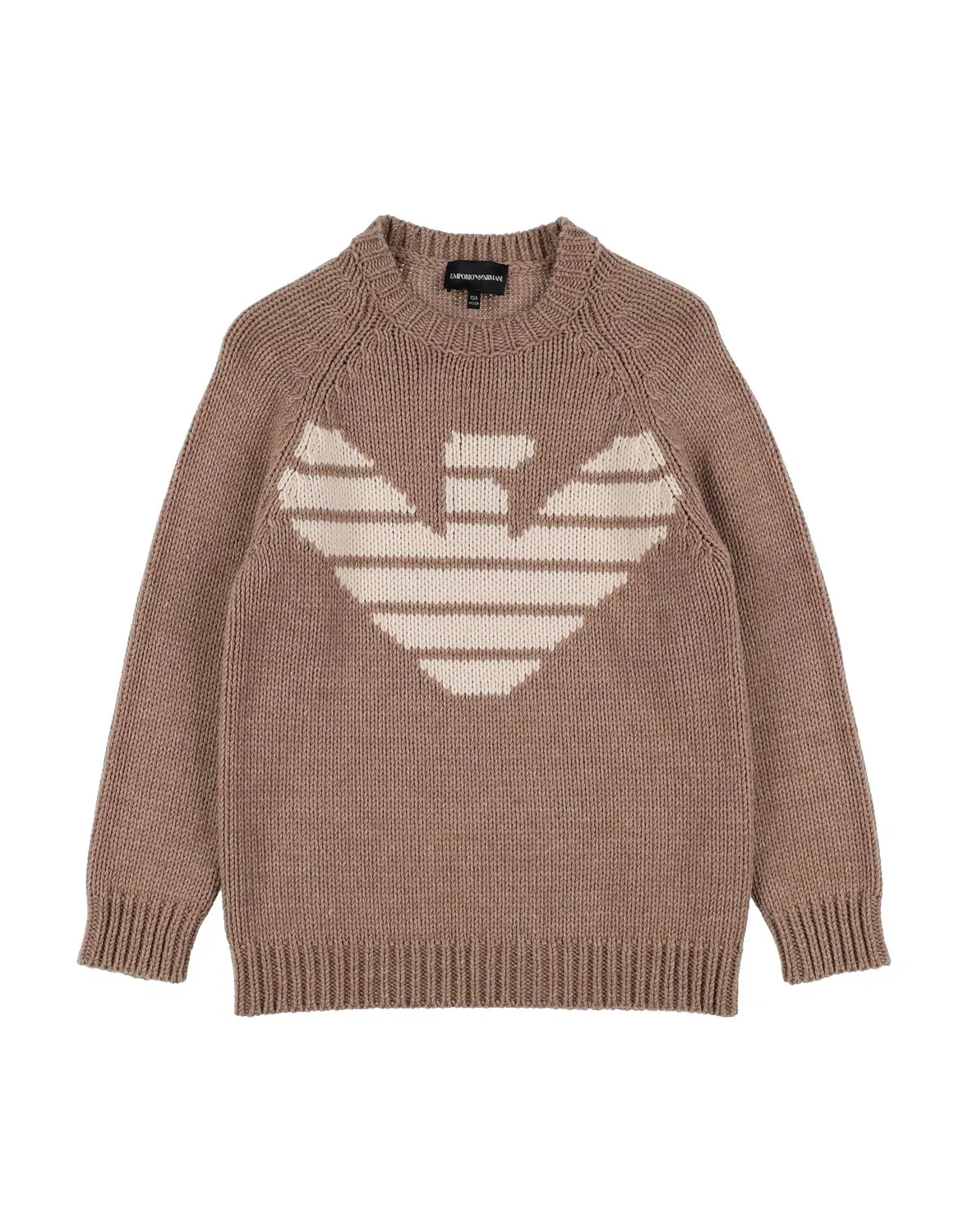 Детский свитер с интарсией Intarsia-Knit Giorgio Armani, хаки