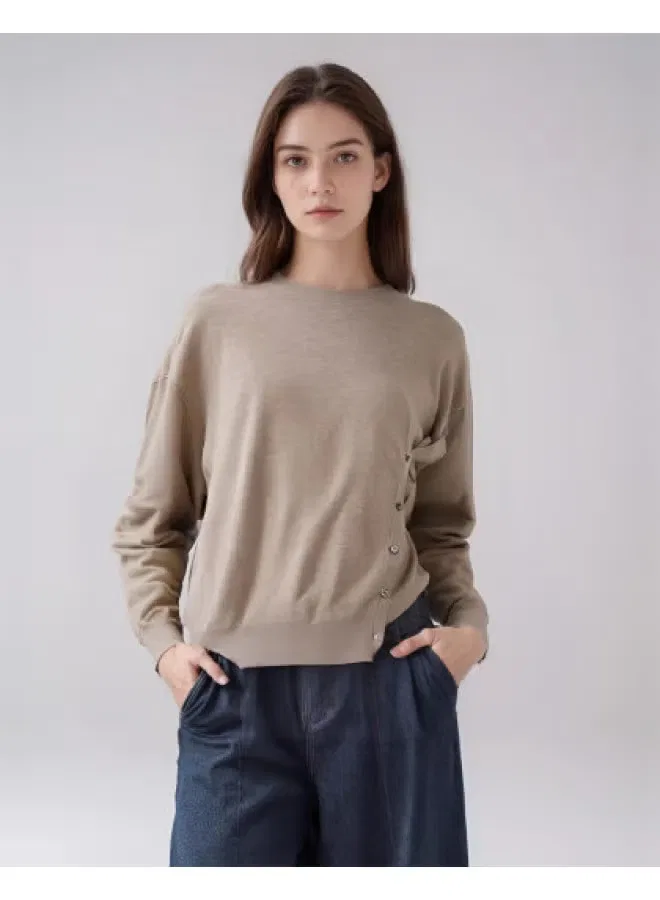 Свитер с круглым вырезом Zara, молочно-кофейный