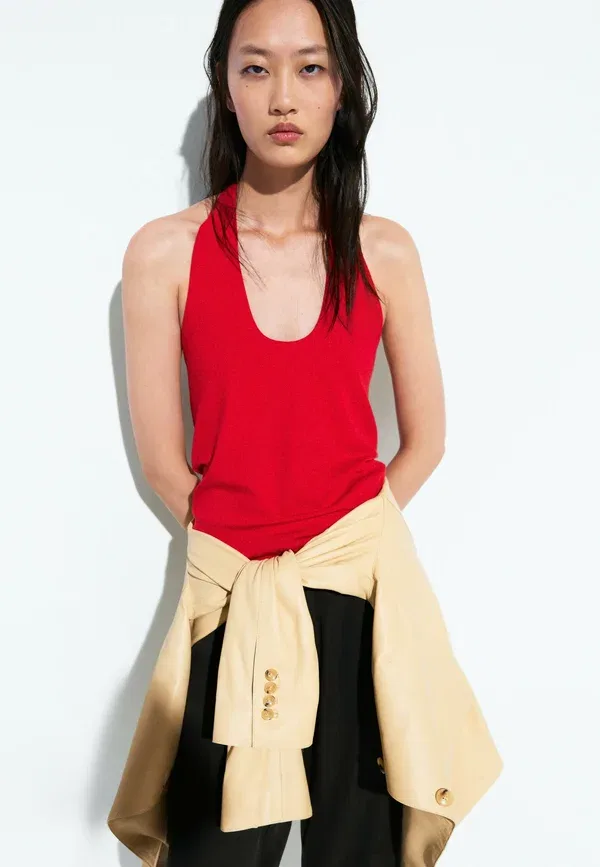 Топ без спинки Plain Massimo Dutti, red, красный