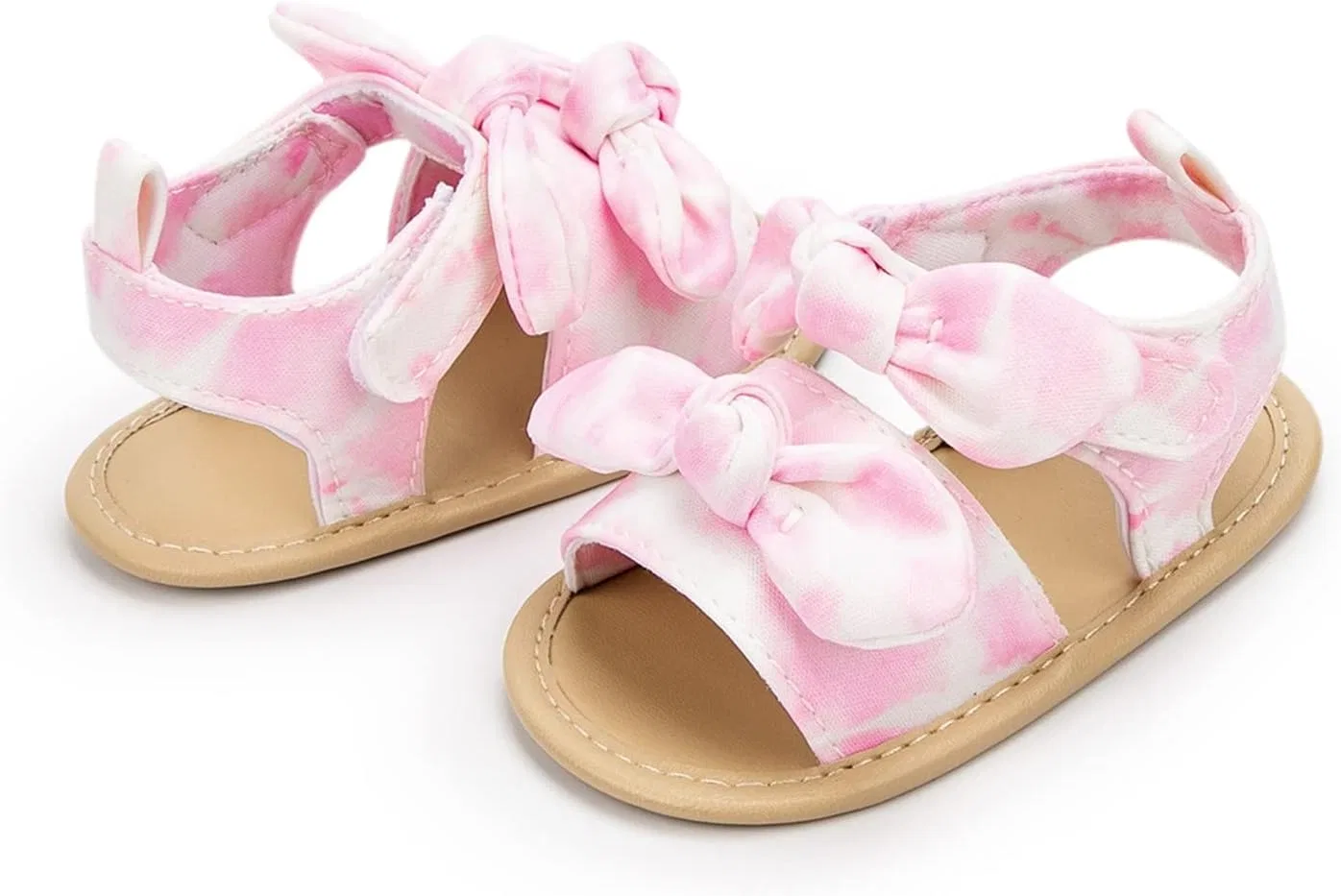 Детские ботиночки для девочек с открытым носком и бантом, модель Tie Dye Shoes, Pink — фото 3