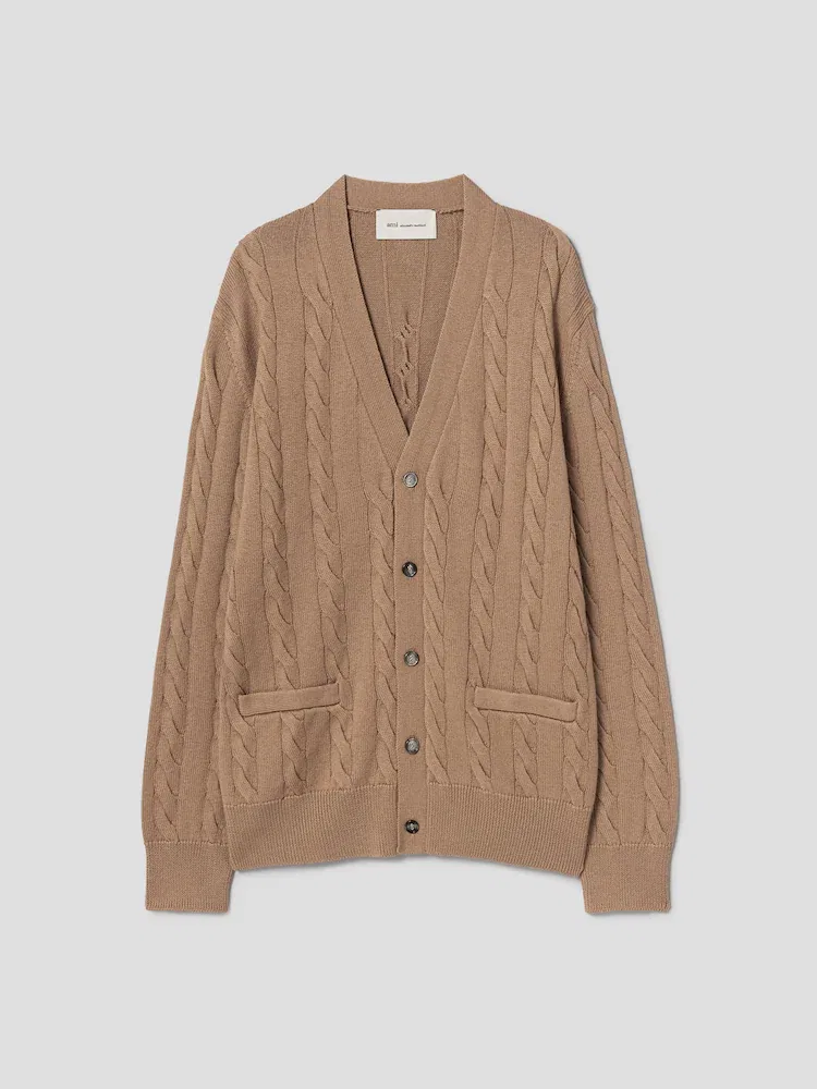Кардиган Cable Stitch Cardigan AMI PARIS, Camel