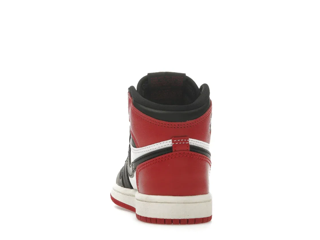 Детские высокие кроссовки без шнуровки Jordan 1 Retro High OG Black Toe Reimagined Jordan, Black/Black/Varsity Red/White — фото 4