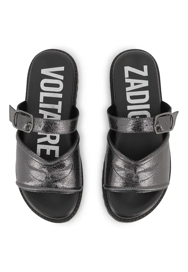 Туфли кожаные Mules Zadig & Voltaire, medium grey, серый — фото 4