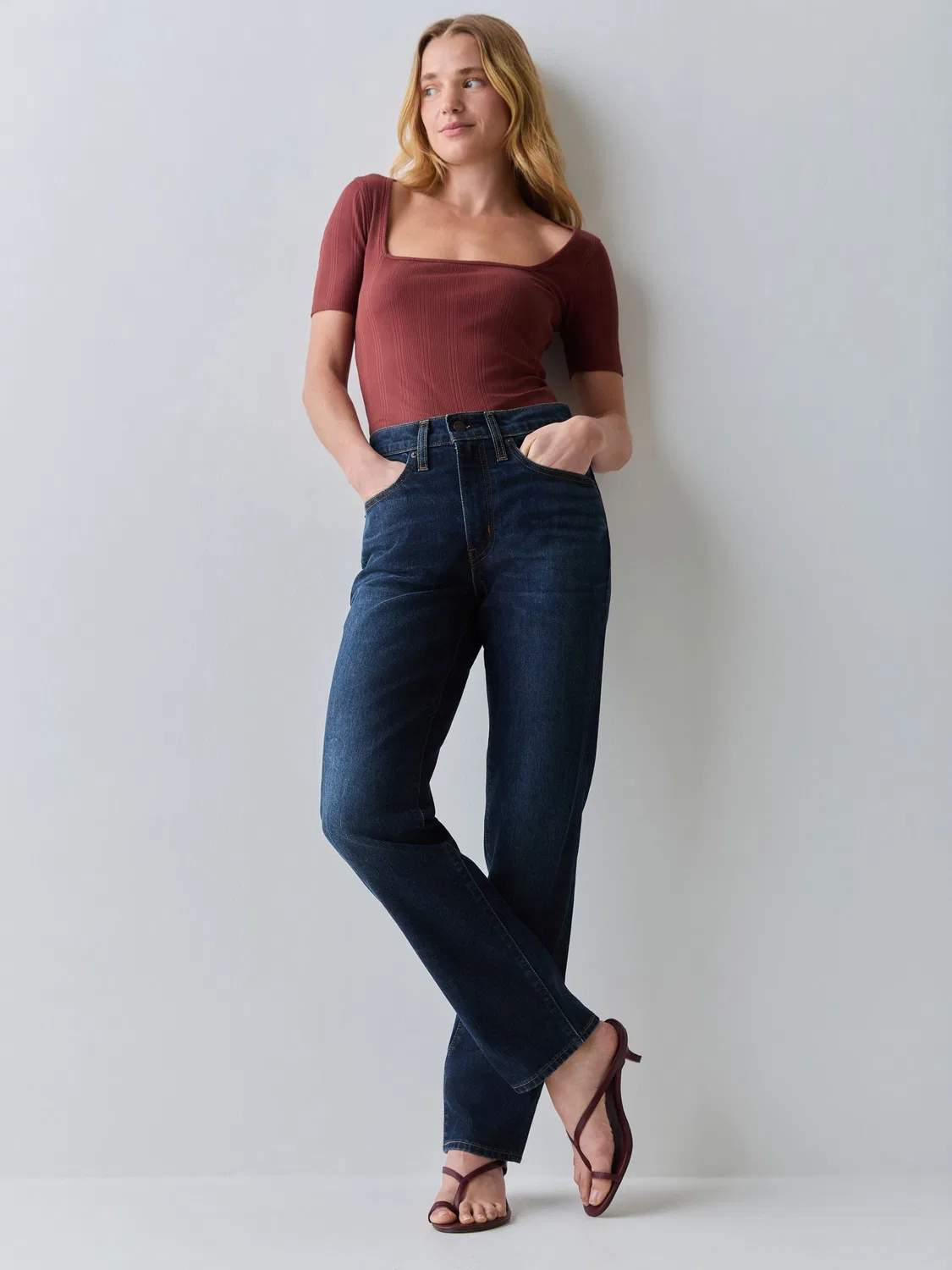 Джинсы прямого кроя, высокая посадка Levi's, темно-синие — фото 2