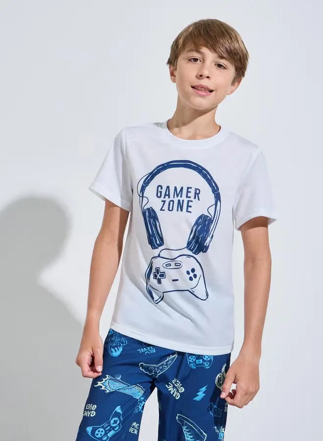 Комплект пижамный с принтом геймера, модель Graphic Print, Styli, мультиколор — фото 2