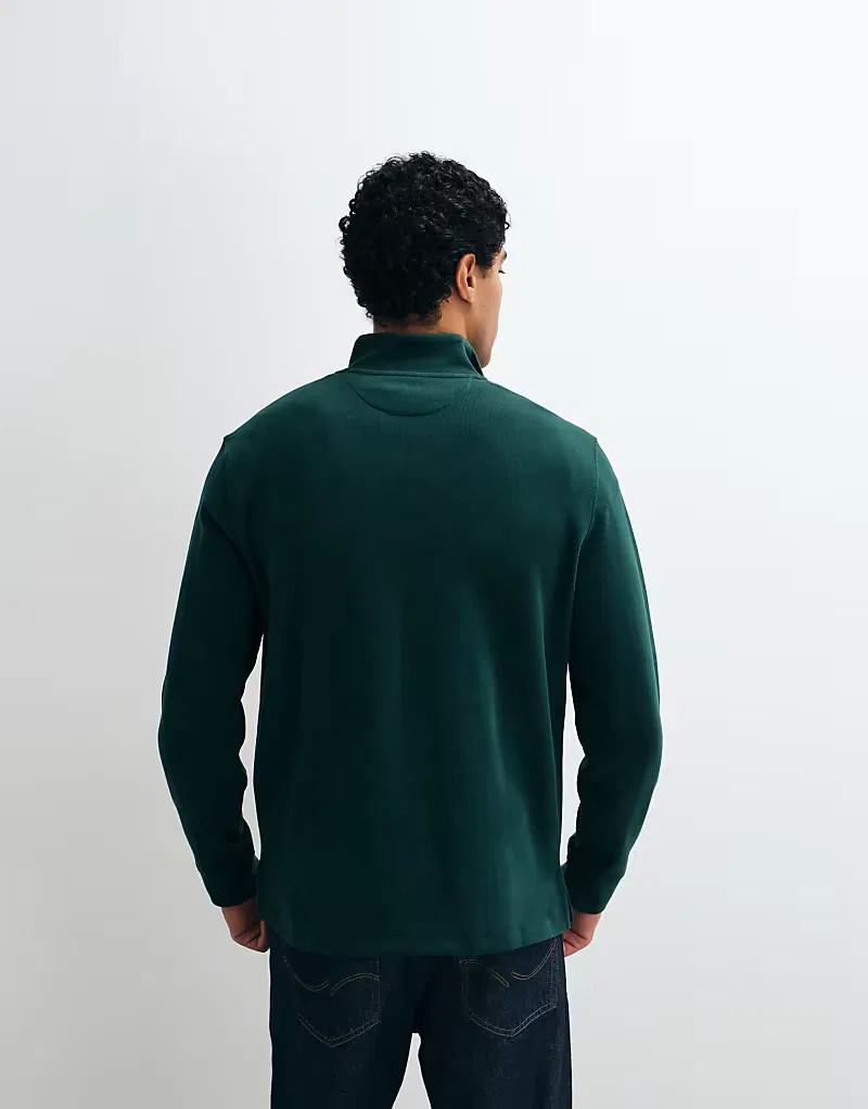 Толстовка Polo Ralph Lauren Icon Logo Estate Rib Quarter Zip темно-зеленый — фото 4