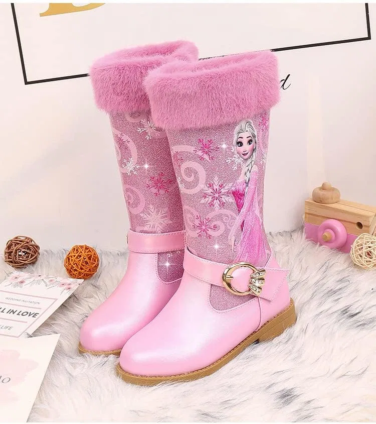 Детские зимние сапоги для девочек с принтом Dids snow boots, Pink — фото 4