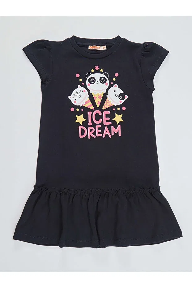 Детское платье для девочек хлопковое Ice cream dream Denokids, Navy Blue — фото 4