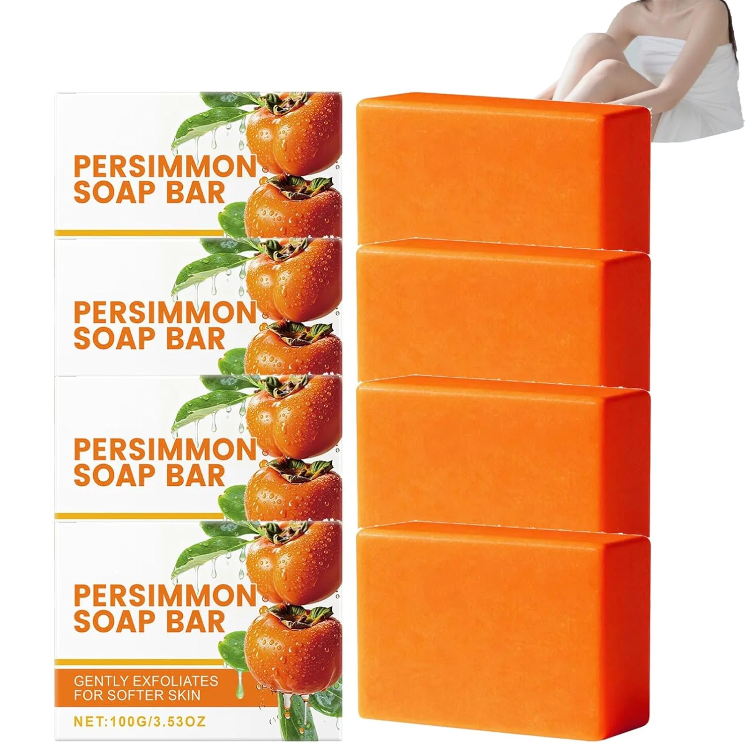 Твердое мыло с экстрактом хурмы, XINRAN, набор 4 шт, 100 г, 4pcs