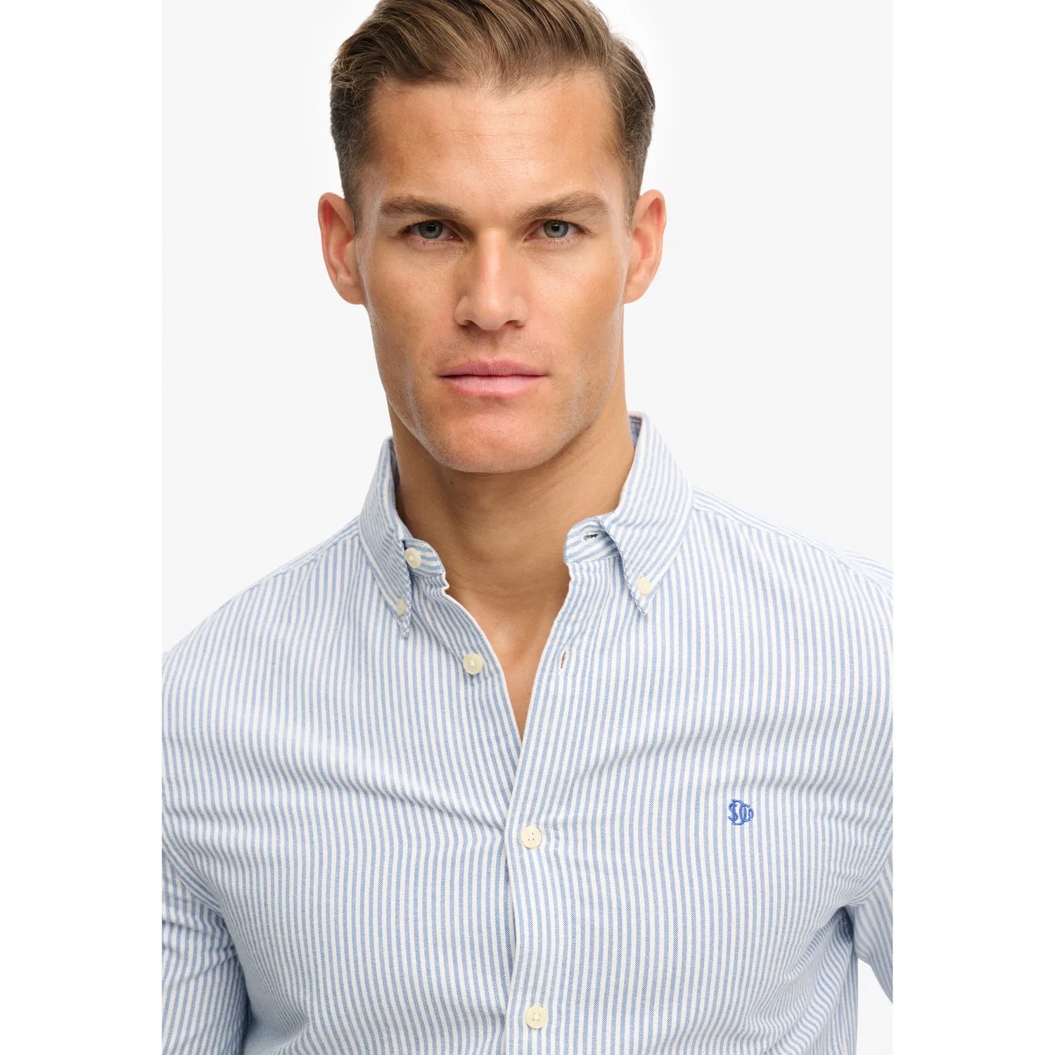 Мужская рубашка с длинным рукавом Oxford Superdry, Azure Blue Chalk Stripe — фото 4