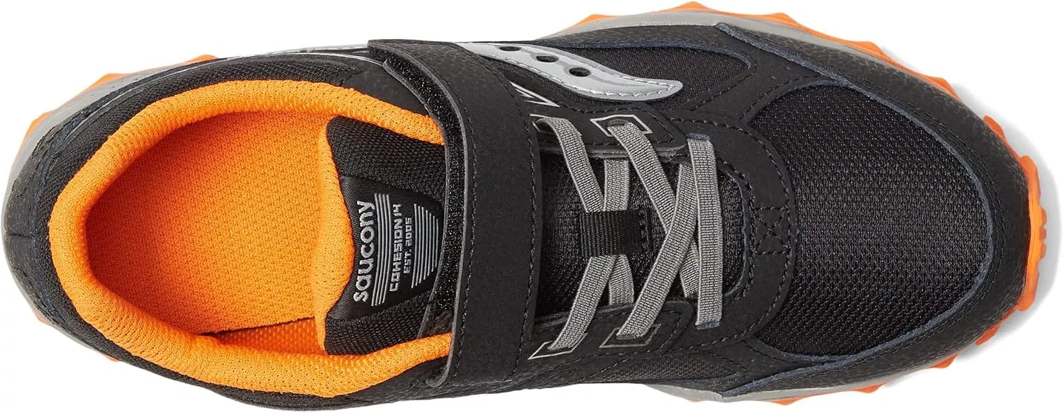 Детские кроссовки для девочек с альтернативной застежкой Cohesion Tr14 Saucony, Black/Orange — фото 2