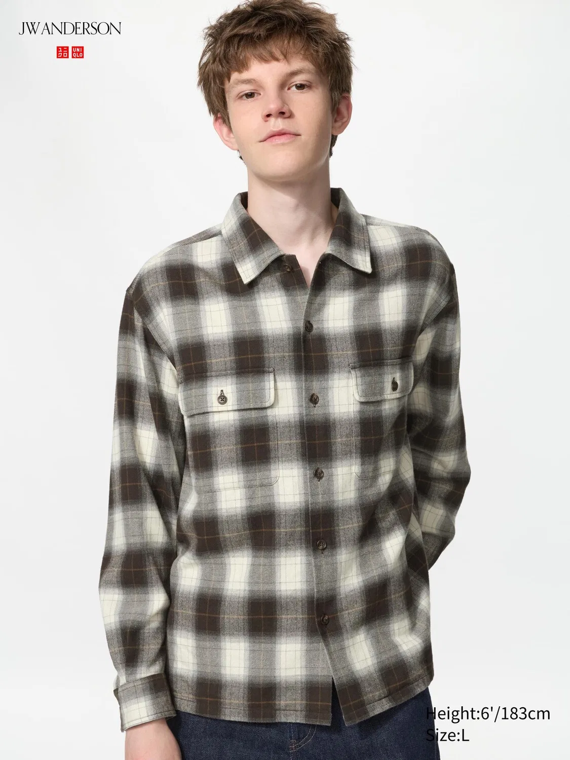 Рубашка фланелевая Uniqlo, темно-коричневый