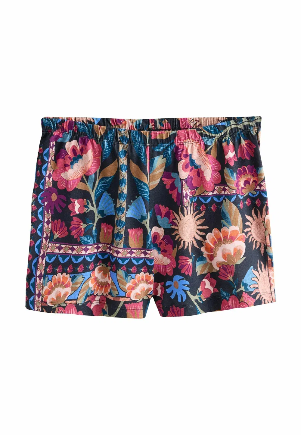 Пижамный комплект из короткой трикотажной майки и топа стандартного кроя Next, Navy Floral — фото 3