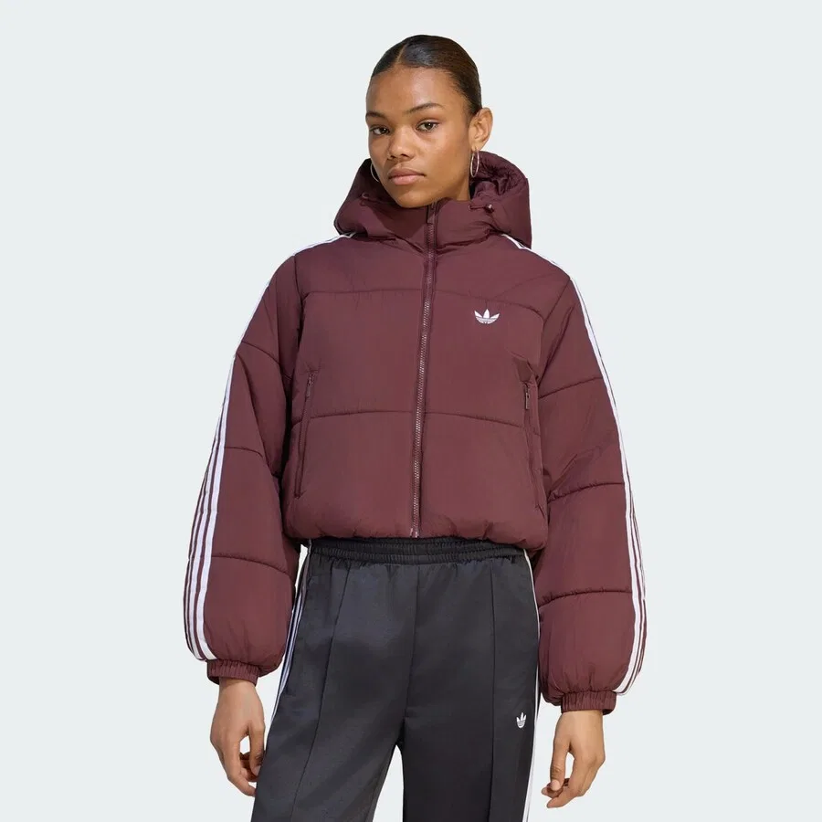 Зимняя куртка ADIDAS ORIGINALS 'Adicolor' винно-красного цвета — фото 2