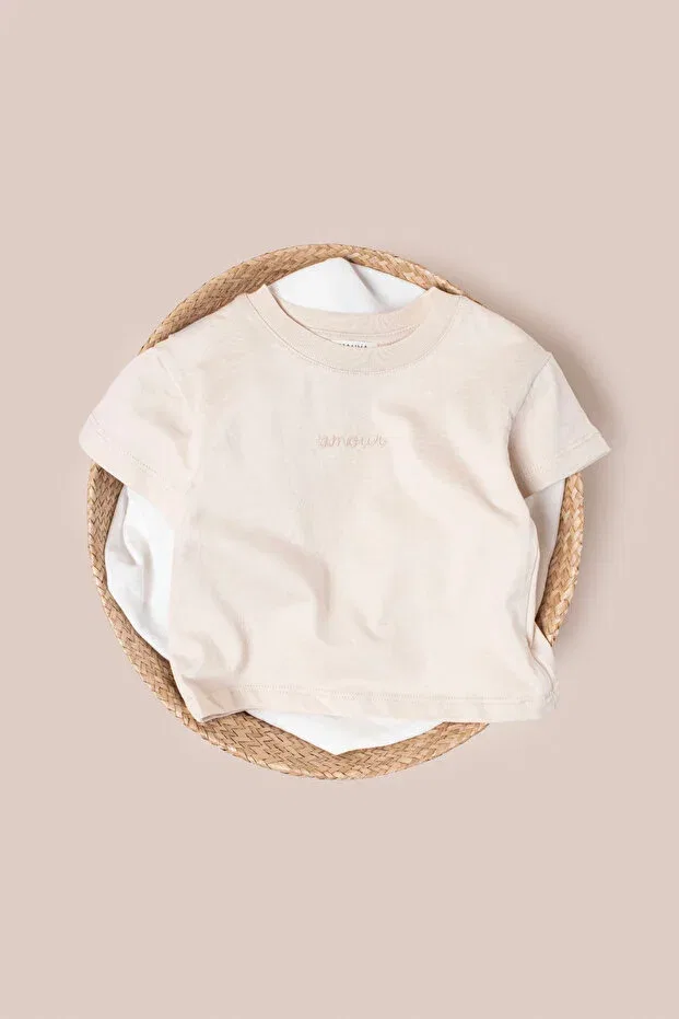 Детская футболка для девочек хлопковая Vauva, Beige — фото 2