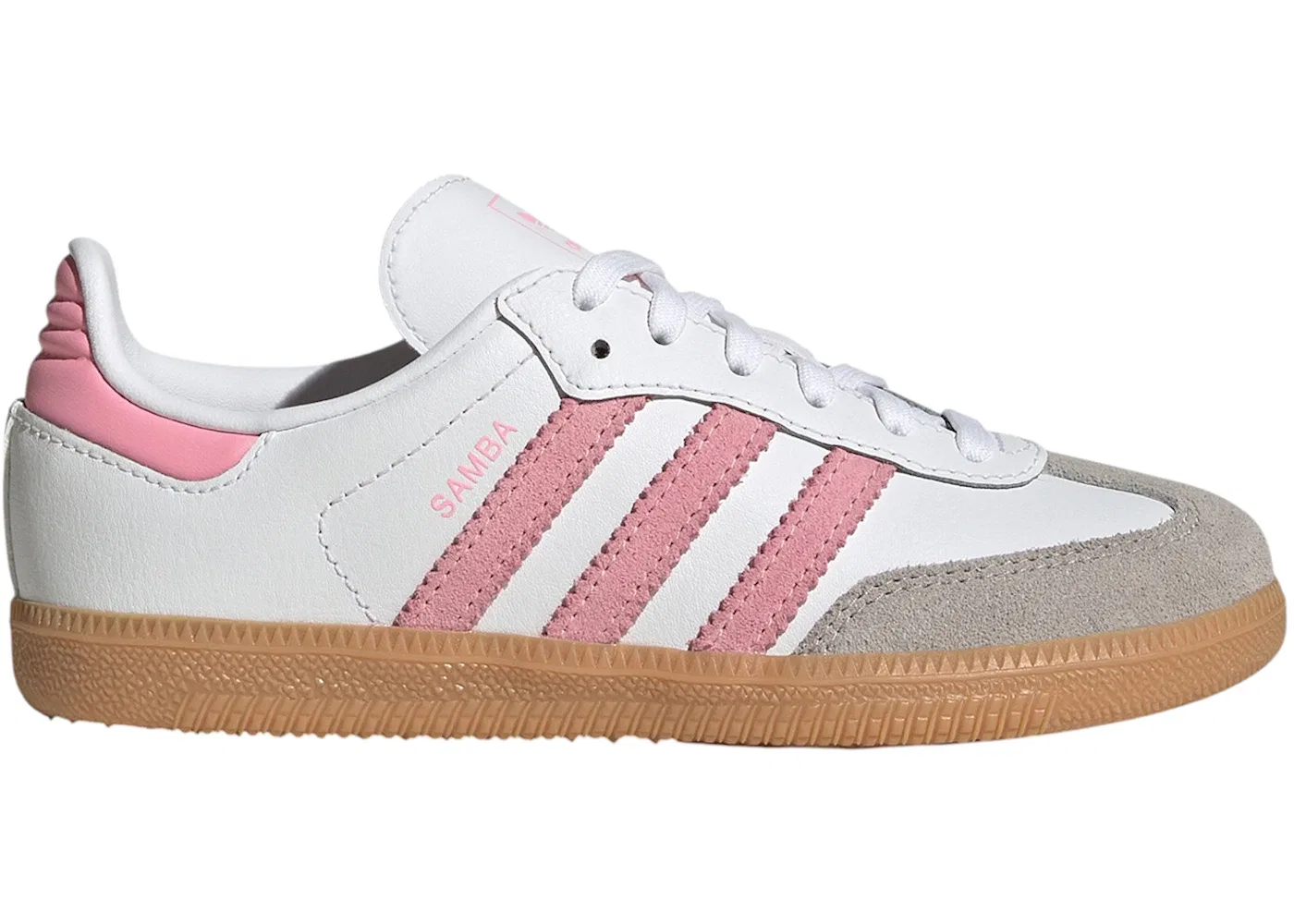 Детские кроссовки с замшевыми вставками Adidas Samba OG, Cloud White Light Pink Gum