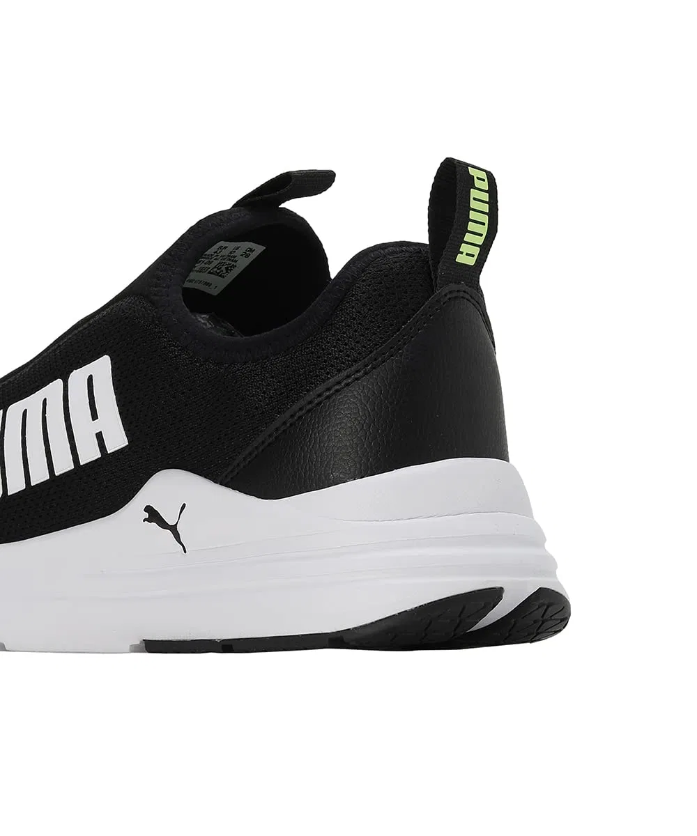 Детские кроссовки с синтетической кожи PUMA Rickie AC PS, Black White Fast Yellow — фото 4