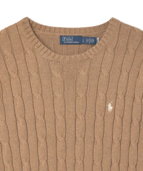 Свитер из хлопка с кабельным узором, Polo Ralph Lauren, Medium Beige — фото 3