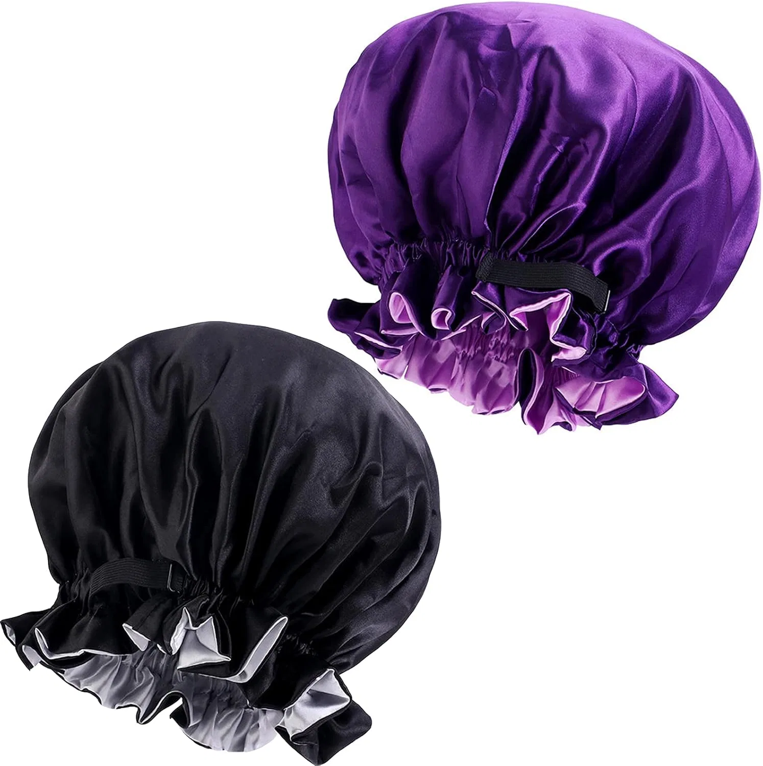 Шапочка для душа Satin Cap 2 шт, Фиолетовый и Черный, Luovce
